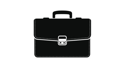 Simple black and white illustration of a closed briefcase with a lock