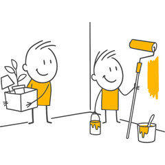 The Process of Changing Location and Renewing Personal Space Settling in with Boxes and Revitalizing the Room with New Colors.