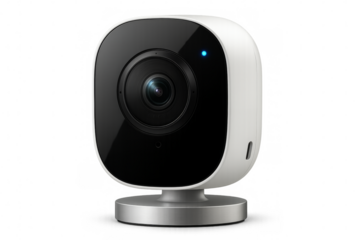 Modern security camera recording with transparent background