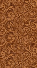 A detailed image showcasing a swirling pattern of warm brown tones, evoking a natural wood grain texture.