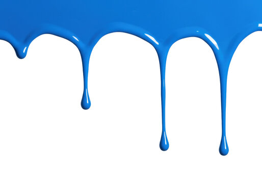Bright blue paint drips isolated on transparent background, vibrant color splash for creative design projects