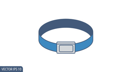 Simple Blue Belt with Rectangular Silver Buckle Illustration.
