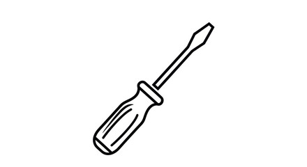 Simple Line Art Illustration of a Slotted Screwdriver with a Plastic Handle.