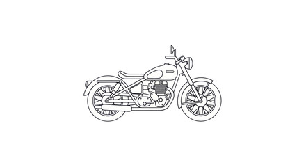 Obraz premium Classic Motorcycle Outline: A Detailed Line Drawing of a Vintage Motorbike.