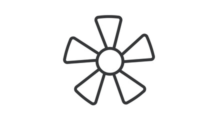Simple Black and White Fan Icon with Five Blades.