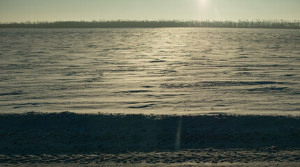 View of a snow-covered field in winter