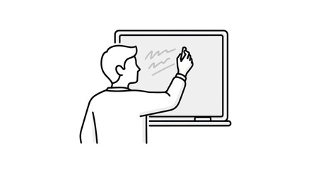 Person Writing on a Digital Display Screen with Pen.