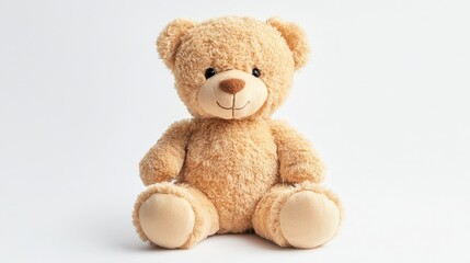 Fototapeta premium Cozy plush teddy bear toy radiating comfort and warmth against a white background