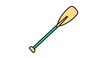 Simple cartoon illustration of a boat paddle with a teal shaft and beige blade.