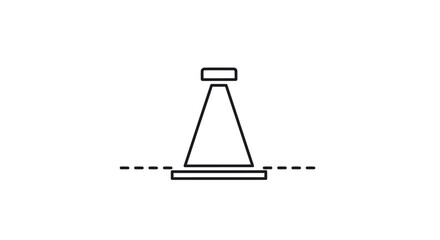 Simple Black and White Abstract Cone-Shaped Object Icon.