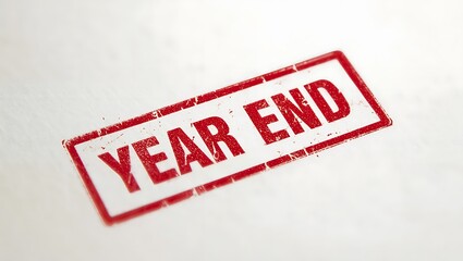 Year End rubber stamp concept for business accounting and finance