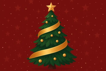 Fototapeta premium Festive Christmas tree illustration.