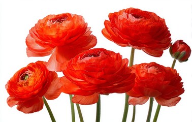 Obraz premium Vibrant Orange Ranunculus Flowers Arranged Artistically in a Bright Setting