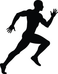 Runner in motion silhouette cartoon illustration, symbolic athletic movement and expressive gesture artwork for lifestyle and fitness design