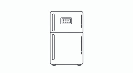 Simple Line Art Illustration of a Modern Two-Door Refrigerator.