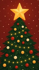 Obraz premium Festive Christmas tree illustration.