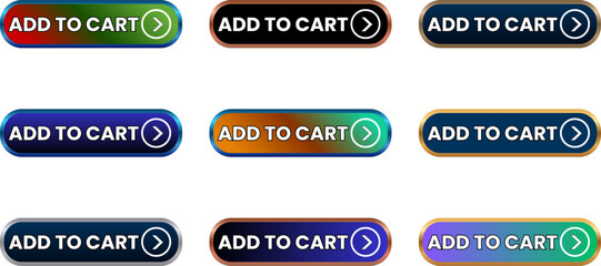 Call To Action Buttons Add to Cart Buttons Set UIUX Design Elements Website Online Shopping Interface Design Variety Colors Flat Style Icon Display.