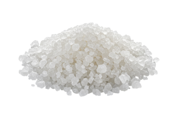 Heap of translucent crystals PNG isolated on transparent background, mineral salt granules for spa and bath products