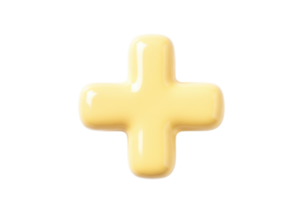 Yellow plus sign PNG isolated on transparent background, mathematical symbol for addition and positive concepts