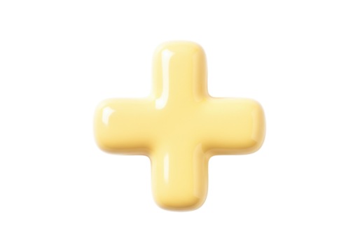 Yellow plus sign PNG isolated on transparent background, mathematical symbol for addition and positive concepts