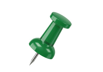 Green push pin isolated PNG on transparent background, office supply for bulletin board and notice...