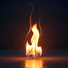 Isolated flame on dark background symbolizing energy and warmth