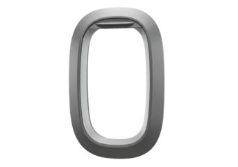 Modern airplane window PNG isolated on transparent background, aircraft interior detail for travel and transportation design