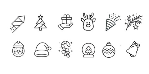Christmas - thin line vector icon set. 