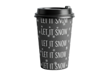 let it snow coffee cup with black lid