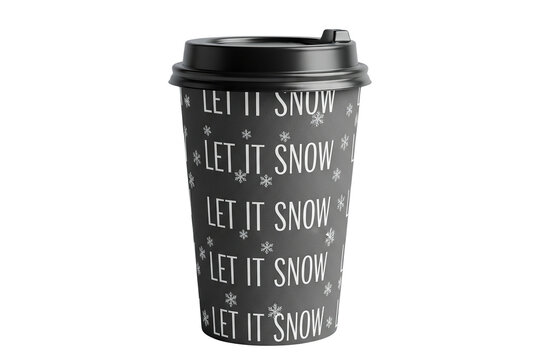 let it snow coffee cup with black lid