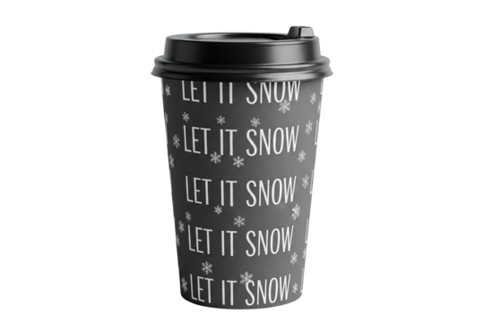 let it snow coffee cup with black lid