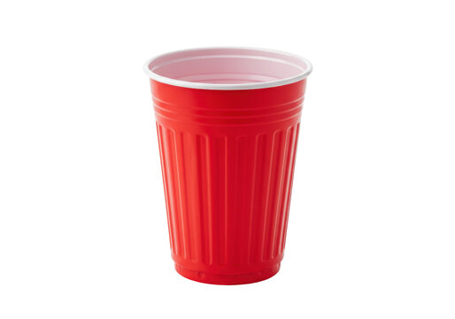 Classic red plastic party cup isolated PNG, disposable drinkware for picnics and casual events on transparent background