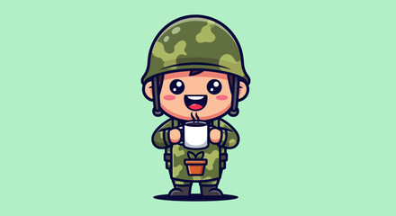 Soldier enjoys a drink