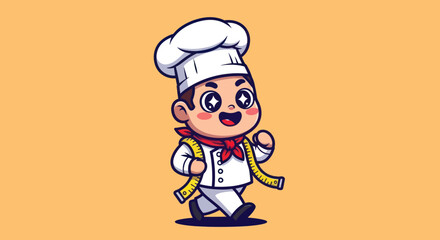 Cartoon chef with tape measure