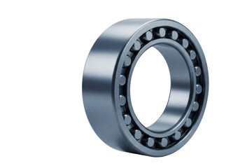 Fototapeta premium Shiny metal ball bearing isolated PNG on transparent background, industrial component for mechanical engineering and automotive applications