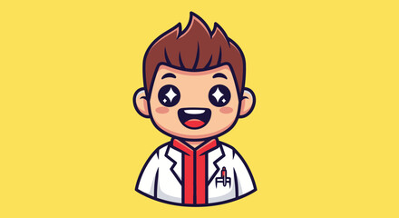 Cartoon scientist with star eyes