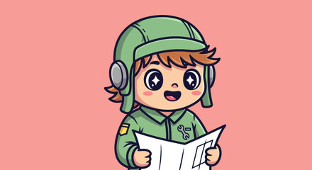 Cartoon pilot with a map © Alienmarsh