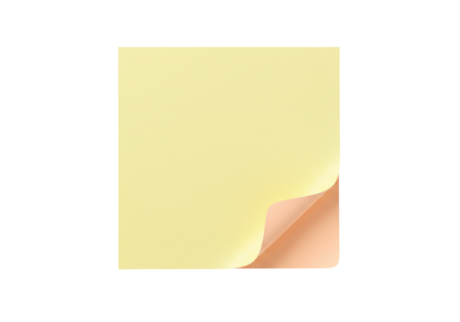 Yellow sticky note PNG isolated on transparent background, reminder paper with curled corner for message and memo