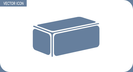 Isometric blue rectangular block icon with rounded corners and white outlines.