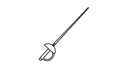 Simple Black Outline Drawing of a Fencing Foil or Epee Sword.