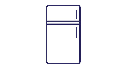 Simple Line Art Icon of a Modern Refrigerator.