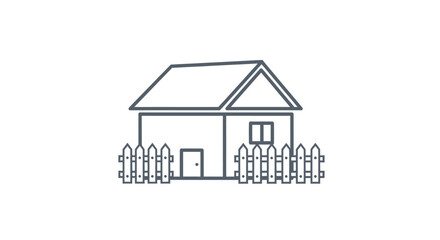 Simple line art house icon with picket fence.