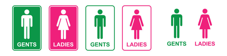 Man and woman icon set. male and female symbol. Girls and boys restroom sign. © Noor