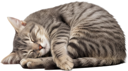 Sleeping tabby cat curled up peacefully