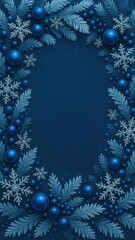 Elegant blue festive winter design mobile wallpaper