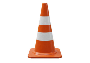 Orange traffic cone PNG isolated on transparent background, safety equipment for construction and...
