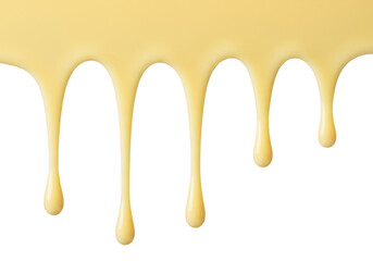 Delicious custard cream dripping isolated PNG on transparent background, sweet dessert topping for baking and confectionery use