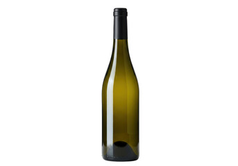 Elegant green glass wine bottle isolated on transparent background, empty container for alcoholic beverage storage and serving