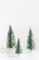 christmas baubles and fir trees