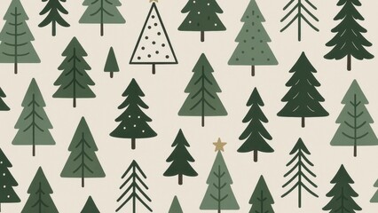 Festive evergreen tree pattern desktop wallpaper
